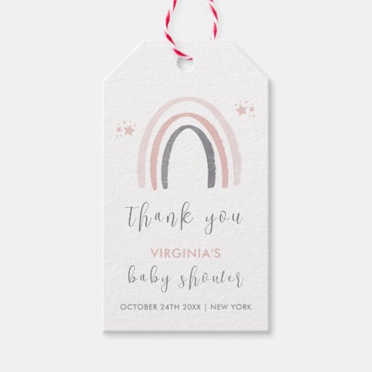 Genderneutrale Waterverf Boho Rainbow Baby shower Cadeaulabel (Voorkant)