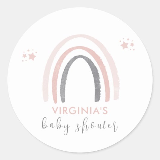 Genderneutrale Waterverf Boho Rainbow Baby shower Ronde Sticker (Voorkant)