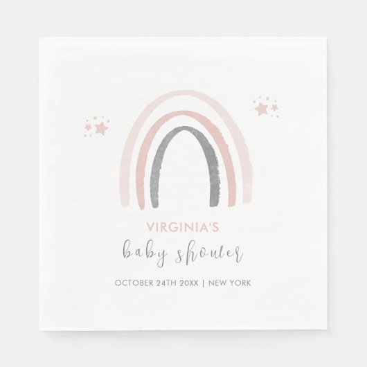 Genderneutrale Waterverf Boho Rainbow Baby shower Servet (Voorkant)