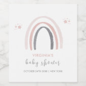 Genderneutrale Waterverf Boho Rainbow Baby shower Wijn Etiket (Enkel label)