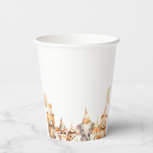 Genderneutrale Waterverf Dieren baby shower Papieren Bekers (Achterkant)