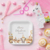 Genderneutrale Waterverf Dieren baby shower Papieren Bordje (Feest)