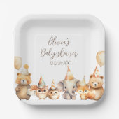 Genderneutrale Waterverf Dieren baby shower Papieren Bordje (Voorkant)