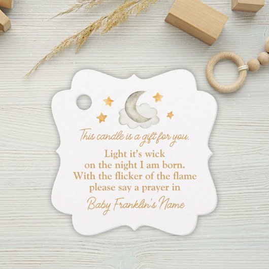 Genderneutrale Waterverf Moon Baby shower Candle Bedankjes Labels