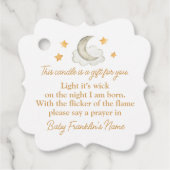 Genderneutrale Waterverf Moon Baby shower Candle Bedankjes Labels (Voorkant)