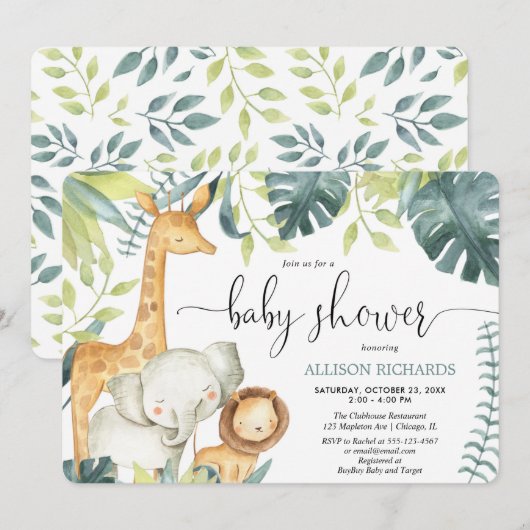 Genderneutrale waterverf safari oerwoud kaart (Voorkant / Achterkant)