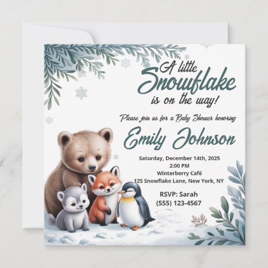 Genderneutrale winteruitnodiging voor Baby shower Kaart (Voorkant)