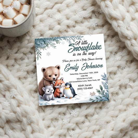 Genderneutrale winteruitnodiging voor Baby shower Kaart