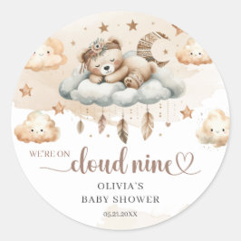 Genderneutrale wolk negen bruine ivoren teddybeer ronde sticker