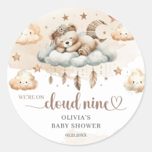 Genderneutrale wolk negen bruine ivoren teddybeer ronde sticker