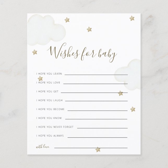 Genderneutrale wolken en sterren willen Baby (Voorkant)
