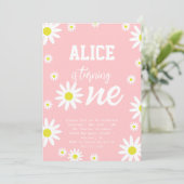 Gendernneutrale Daisy 1e verjaardagsfeest Boho Wit Kaart (Staand voorkant)