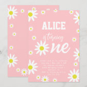 Gendernneutrale Daisy 1e verjaardagsfeest Boho Wit Kaart (Voorkant / Achterkant)