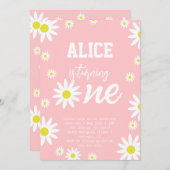 Gendernneutrale Daisy 1e verjaardagsfeestje Boho W Kaart (Voorkant / Achterkant)