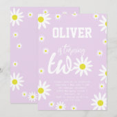 Gendernneutrale Daisy 2de verjaardagsfeestje Boho Kaart (Voorkant / Achterkant)