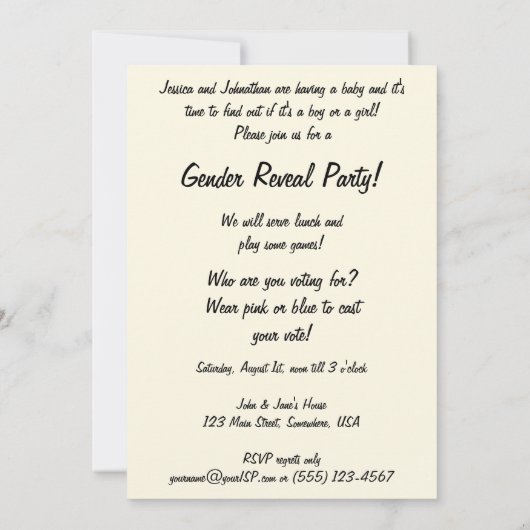  genderonderzoek onthullen uitnodiging tot Baby sh (Achterkant)