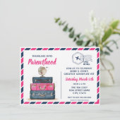 Genderonderzoek Reizen Baby shower uitnodigen Kaart (Staand voorkant)