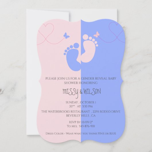 Genderonderzoek Roze Blauwe Baby Boy Uitnodiging (Voorkant)