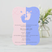 Genderonderzoek Roze Blauwe Baby Boy Uitnodiging (Staand voorkant)
