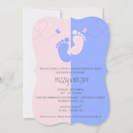 Genderonderzoek Roze Blauwe Baby Boy Uitnodiging