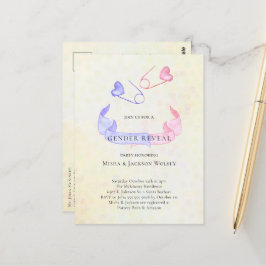 Genderonderzoek Roze Blauwe Pin Baby shower Uitnod Briefkaart