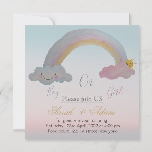 Genderonthulling en baby shower Uitnodiging (Voorkant)