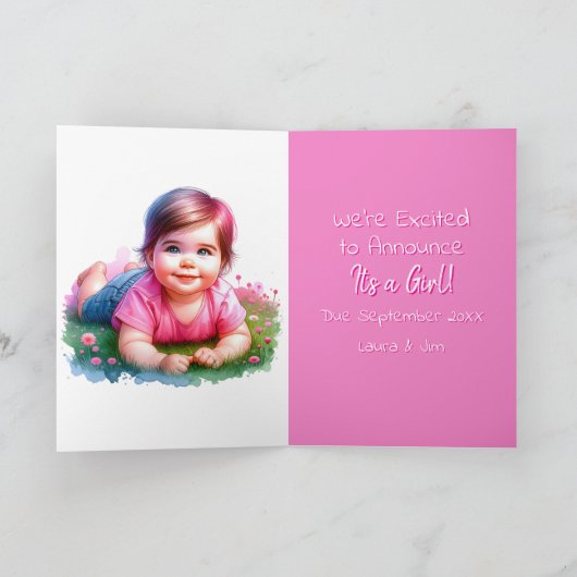 genderonthulling | Kaukasische baby meisje binnen Kaart (Binnen)