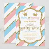 Genderonthulling Uitnodigen, Prins, Prinses, Faux Kaart (Voorkant / Achterkant)