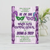 Genderonthulling uitnodiging, Marid Gras Genderont Kaart (Staand voorkant)