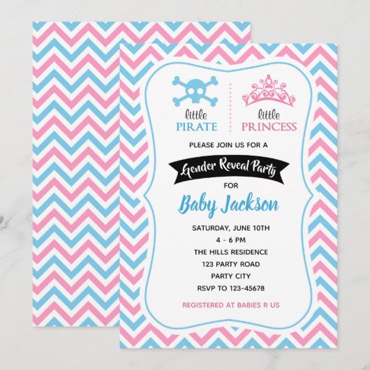 Genderonthullingen (prinses of piraat) kaart (Voorkant / Achterkant)