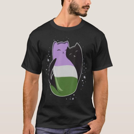 Genderqueer Cat LGBT Pride Flag Nonbinary Transgen T-shirt (Voorkant)