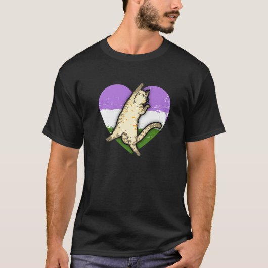 Genderqueer Cat Pride Genderqueer Flag T-shirt (Voorkant)