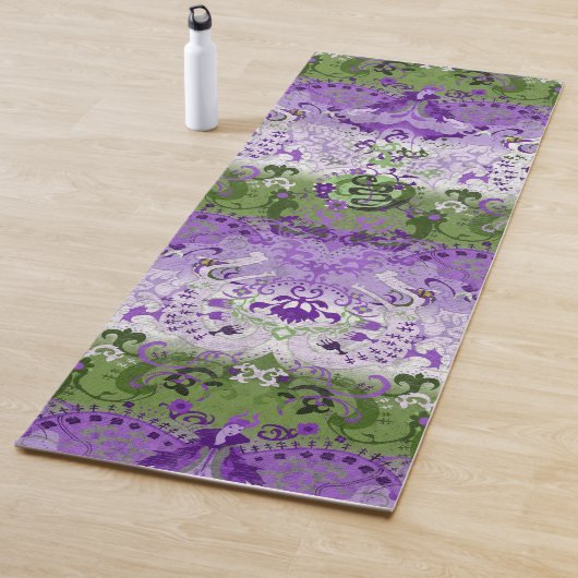 Genderqueer Dragon Damask - Genderqueer Pride Flag Yogamat (In situ)
