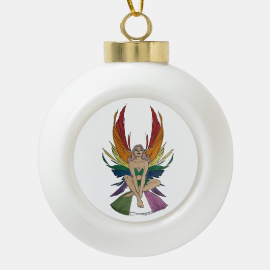Genderqueer Faerie Keramische Bal Ornament (Voorkant)