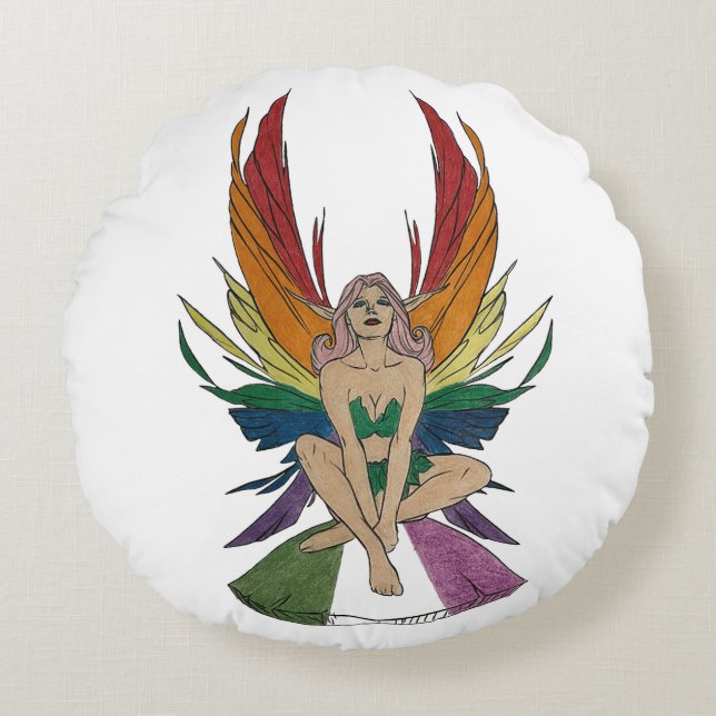 Genderqueer fee rond kussen (Voorkant)