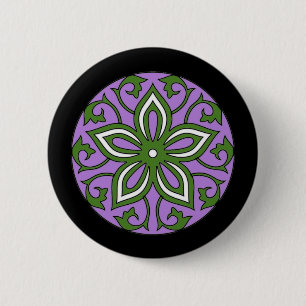 Genderqueer Flag Colors Floral Mandala LGBT Ronde Button 5,7 Cm