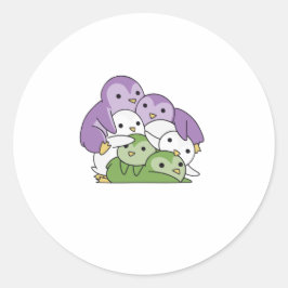 Genderqueer Flag Pride Lgbtq Cute Penguin Ronde Sticker