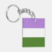 Genderqueer Flag Sleutelhanger (Voorkant Links)