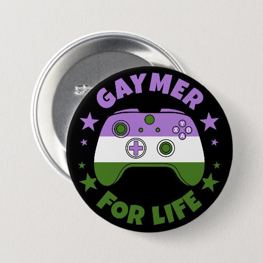 GenderQueer Gaymer voor het Leven Videogame Contro Ronde Button 7,6 Cm (Voorkant /achterkant)