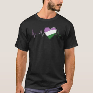 Genderqueer Heartbeat Pride Month EKG Pulse Line T-shirt
