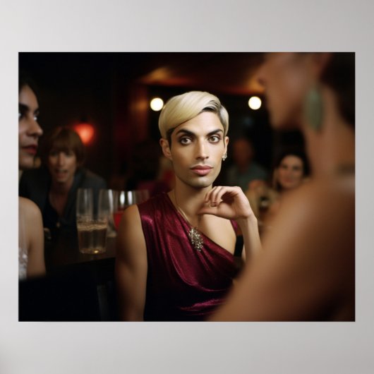 Genderqueer-man in een bar poster (Voorkant)