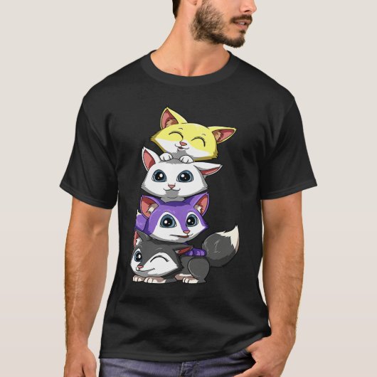 Genderqueer Nonbinary Pride LGBTQ Foxes T-shirt (Voorkant)