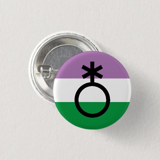 Genderqueer Nonbinary Symbool Ronde Button 3,2 Cm (Voorkant /achterkant)