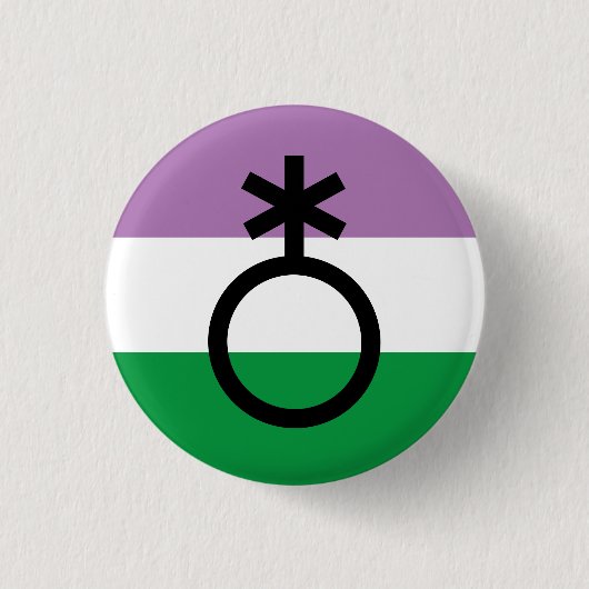 Genderqueer Nonbinary Symbool Ronde Button 3,2 Cm (Voorkant)