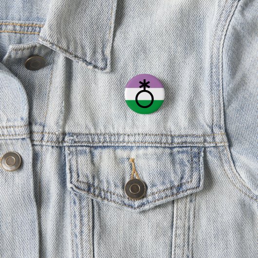 Genderqueer Nonbinary Symbool Ronde Button 3,2 Cm (In situ)