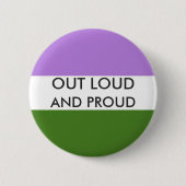 Genderqueer OUT LOUD EN PROUD Button (Voorkant)