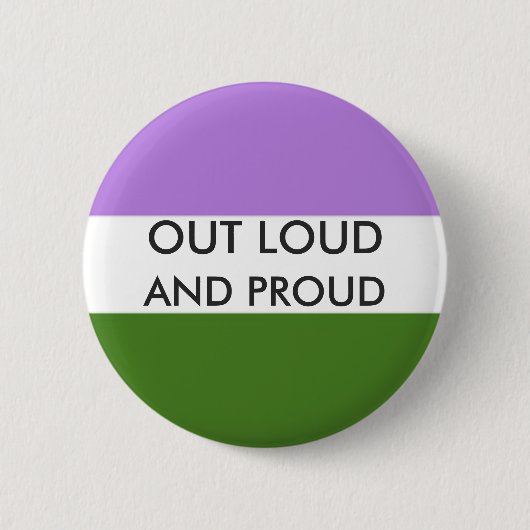 Genderqueer OUT LOUD EN PROUD Button (Voorkant)