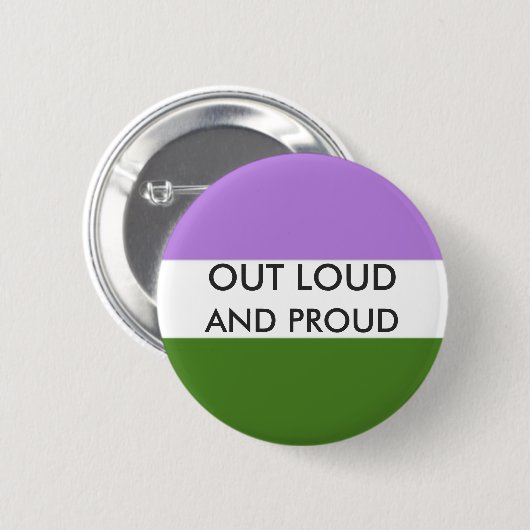 Genderqueer OUT LOUD EN PROUD Button (Voorkant /achterkant)