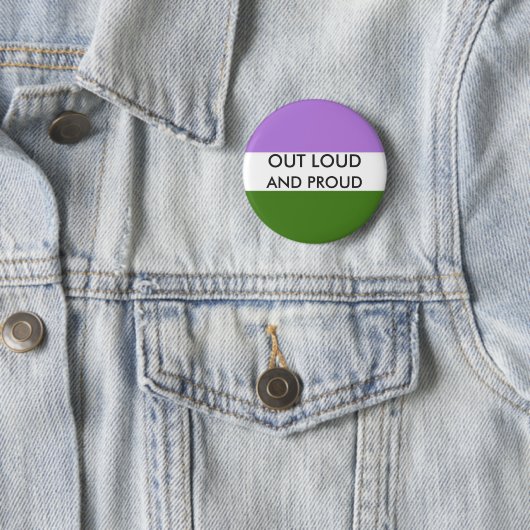 Genderqueer OUT LOUD EN PROUD Button (In situ)