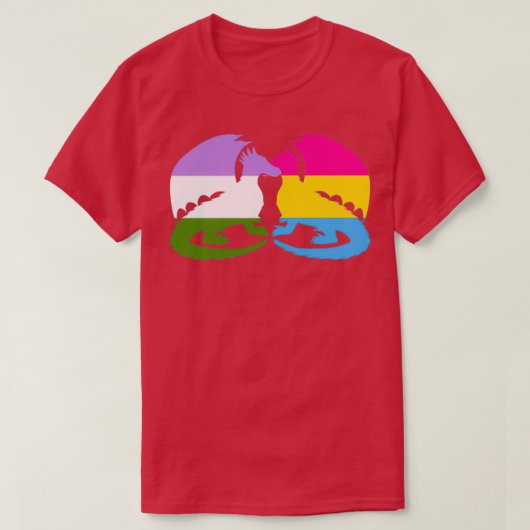 Genderqueer Pansexual Pride Dragons T-shirt (Design voorkant)